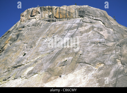 Bergsteiger auf Felswand, Yosemite-Nationalpark Stockfoto