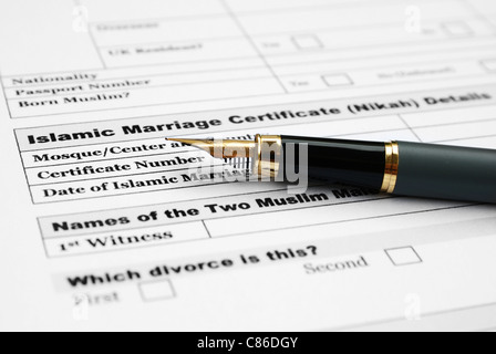 Islamische Heiratsurkunde Stockfoto