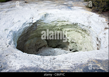 Des Teufels Haus Krater im Wai-O-Tapu Thermal Wonderworld Rotorua Nordinsel Neuseeland NZ Stockfoto