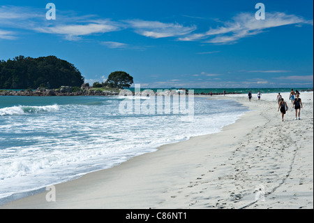 Der schöne Sandstrand von Mount Maunganui und Omanu Strände Bay of Plenty Nordinsel Neuseeland NZ Stockfoto