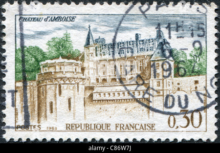 Frankreich - 1963: Eine Briefmarke gedruckt in Frankreich, zeigt das Schloss in Amboise Stockfoto