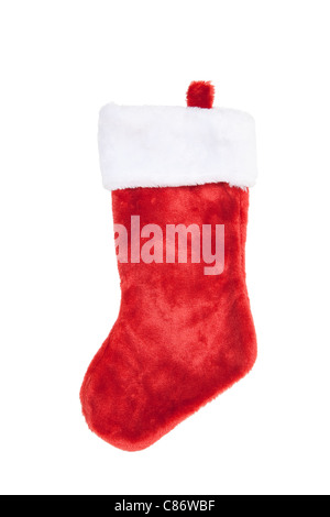 Red Christmas Stocking, isolierte w/Clipping-Pfad Stockfoto