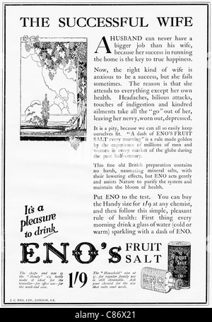 Original 1920er Jahre Magazin Werbung Werbung Enos Obst Salz Stockfoto