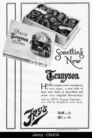 Original 1920er Jahre Magazin Werbung Werbung FRY TENNYSON Pralinen Stockfoto