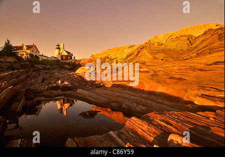 Pemaquid Point Light, Pemaquid Point, Maine, USA Stockfoto