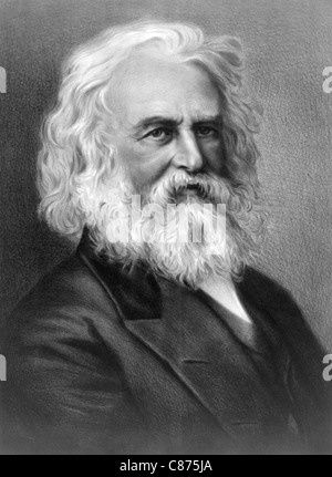 Vintage Porträt des amerikanischen Dichters und Erzieher Henry Wadsworth Longfellow (1807-1882). Stockfoto