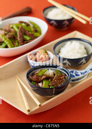 Koreanische Rindfleisch mit Reis Stockfoto