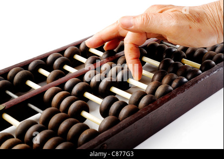 alten Abakus auf weißem Hintergrund Stockfoto