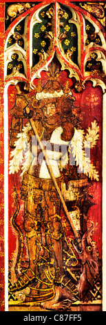Filby, Norfolk, Lettner, St. Georg tötet das Dragon englische mittelalterliche Bildschirme Malerei Gemälde gemalt Panel panels Stockfoto