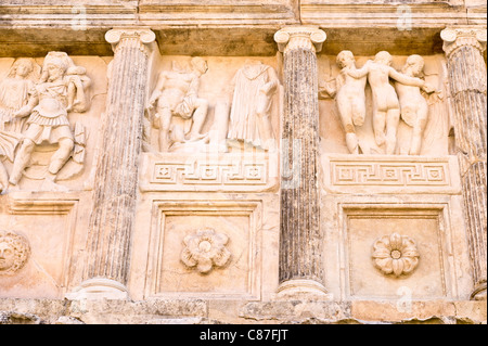 Detail aus dem Sebasteion, Aphrodisias Freilichtmuseum, Aydin, Türkei. Stockfoto