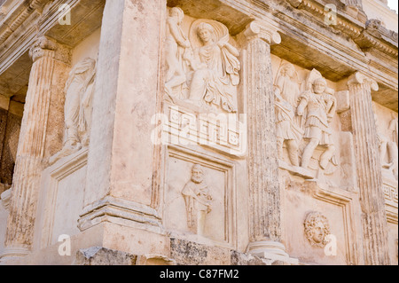 Detail aus dem Sebasteion, Aphrodisias Freilichtmuseum, Aydin, Türkei. Stockfoto