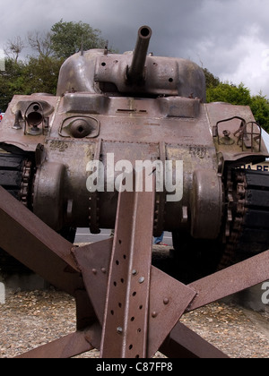 USA-Sherman-Panzer aus dem zweiten Weltkrieg in der Normandie Frankreich Stockfoto