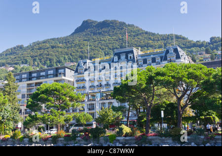 Seeufer-Hotels in Montreux am Genfer See Stockfoto