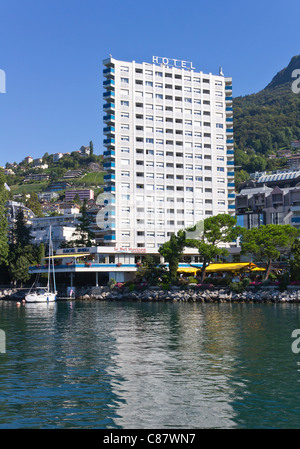 Seeufer-Hotels in Montreux am Genfer See Stockfoto