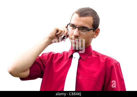Porträt des jungen zuversichtlich Geschäftsmann Anruf. Stockfoto