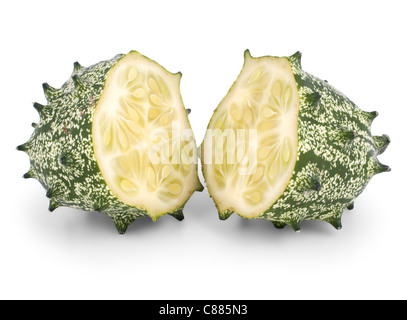 Kiwano Melonen isoliert auf weißem Hintergrund Stockfoto