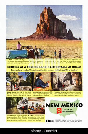 Amerikanischen Magazin Werbung ca. 1954 Werbung Urlaub in NEW Mexiko Stockfoto