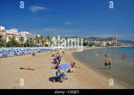 Platja De La Ribera, Sitges, Provinz Barcelona, Katalonien, Spanien Stockfoto