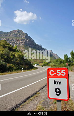 C-55 Straße nach Santa Maria de Montserrat Benediktiner-Abtei, Montserrat, Provinz Barcelona, Katalonien, Spanien Stockfoto