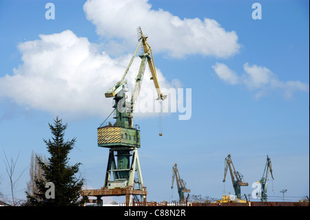 Krane in eine Fracht Versand Por, blauer Himmel Stockfoto