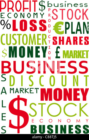 Abbildung von Business-Wort-Collage auf weißem Hintergrund Stockfoto