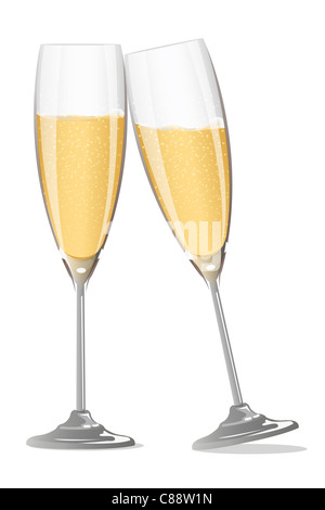 Glas Champagner auf isolierte Hintergrund Stockfoto