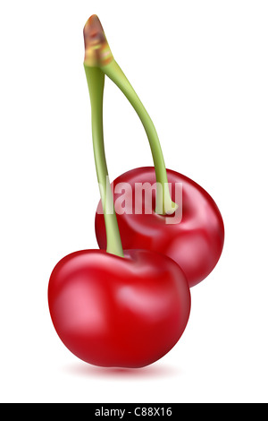 Außenillustration paar Vektor Kirschen auf isolierte Hintergrund Stockfoto