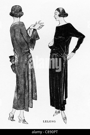 Mode-Illustration, ca. 1922 Kleidungsstücke von französischen Designer Lucien Lelong (1889 – 1958) Stockfoto