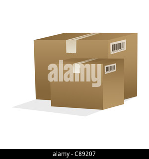 Illustration des Kartons auf isolierte Hintergrund Stockfoto