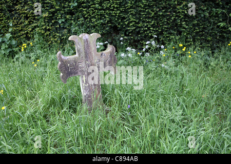 Gräber in verwilderten Friedhof Stockfoto