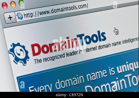 Nahaufnahme von der Domain Tools Logo wie auf ihrer Website zu sehen. (Nur zur redaktionellen Verwendung: print, TV, e-Book und redaktionelle Webseite). Stockfoto