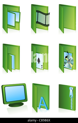 Illustration der Satz von verschiedenen Ordner-Symbol in isolierten Hintergrund Stockfoto