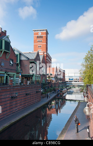 Birmingham Kanal und Brindley Place, Birmingham, West Midlands, UK Stockfoto