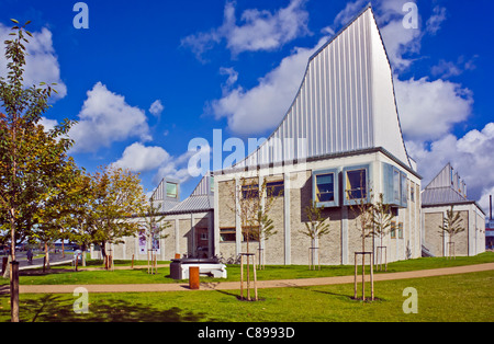 Blick vom Südosten des Utzon Center Hafen Aalborg Dänemark Stockfoto