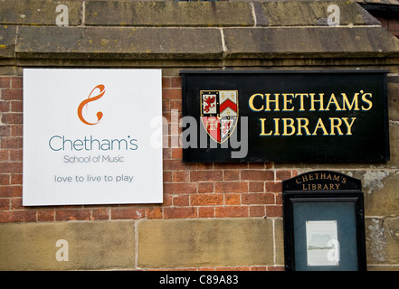 Chetham es Bibliothek + School of Music, lange Millgate, Stadtzentrum, Manchester, UK Stockfoto