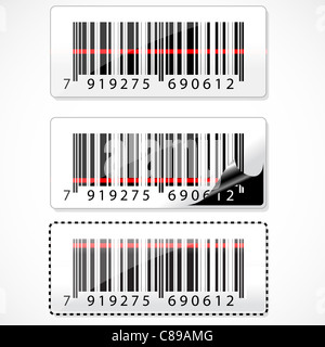 Illustration der Barcode mit Strahlen auf weißem Hintergrund Stockfoto
