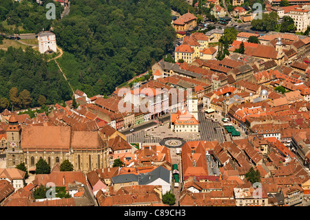 Luftaufnahme des Stadtzentrums Brasov Rumänien Stockfoto