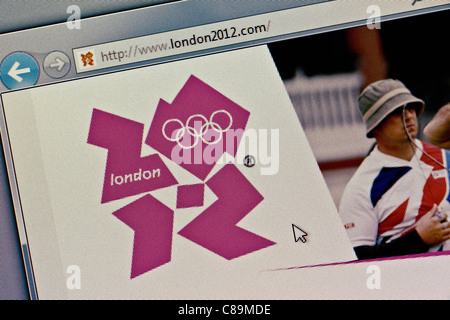 Olympischen Spiele in London 2012 Logo und Website hautnah Stockfoto