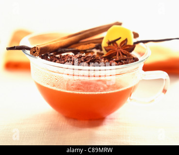 Zimt, Schokolade, Ingwer, Sternanis und Vanille Kräutertee Stockfoto