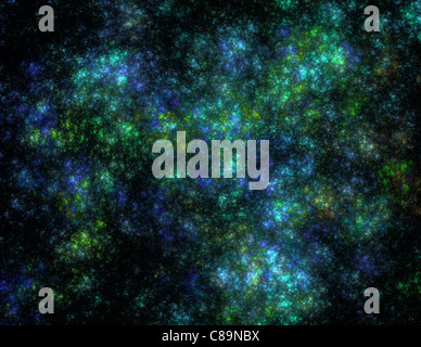 Computer-generierte blau-grün-schwarzen Hintergrund imitieren Raum Nebel Stockfoto