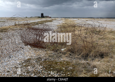 Aufgegeben, rostigen Draht, Orford Ness National Nature Reserve, auf die Suffolk Heritage Coast, East Anglia, England Stockfoto