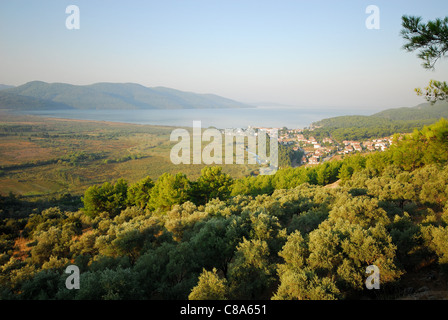 ÄGÄIS, TÜRKEI. Ein Blick von Akyaka, Gökova-Naturschutzgebiet und den Golf von Gökova. 2011. Stockfoto