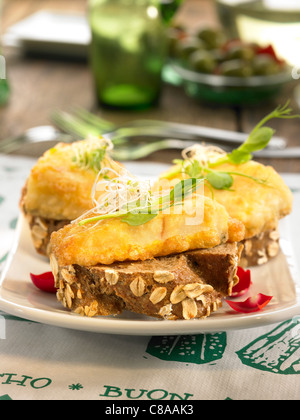 Kabeljau-Open-sandwich Stockfoto