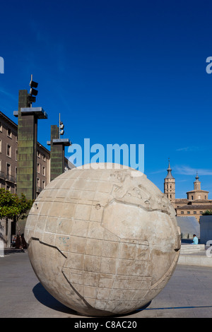 Platz der Pilar, Zaragoza, Aragon, Spanien Stockfoto