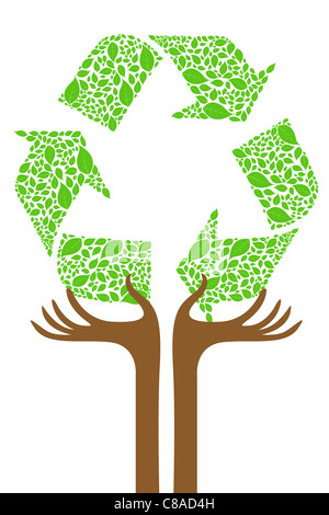 Illustration der Recycling-Baum auf weißem Hintergrund Stockfoto