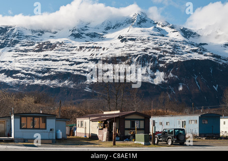 Mobilheimpark, Valdez, Alaska. Stockfoto