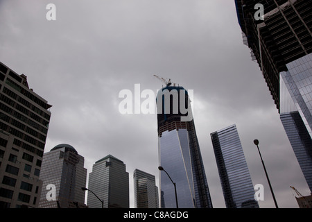 One World Trade Center (Freedom Tower) im Bau in lower Manhattan in New York City. Stockfoto