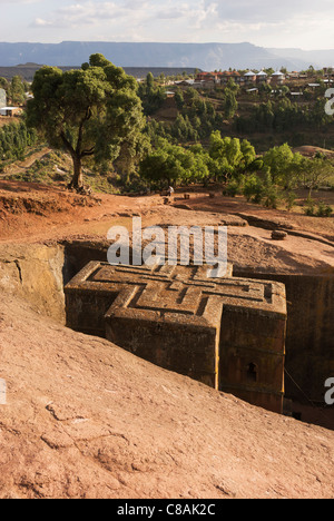 Elk200-3075v Äthiopien, Lalibela, Fels geschnitten 12-13 c, Bet Giyorgis Kirche Stockfoto