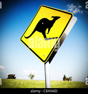 Känguru Kreuzung Zeichen, Australien Stockfoto