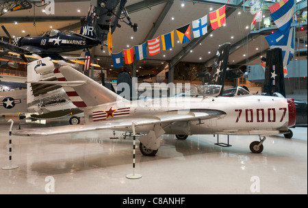 Pensacola, Florida, sowjetischen MIG-15, Korean Conflict Düsenjäger Flugzeuge, National Nabel Aviation Museum Stockfoto